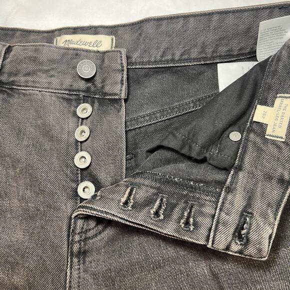 Madewell The Darted Barrel Leg Jeans Petite Size 26P Black Button Fly Boho Denim - Picture 14 of 16